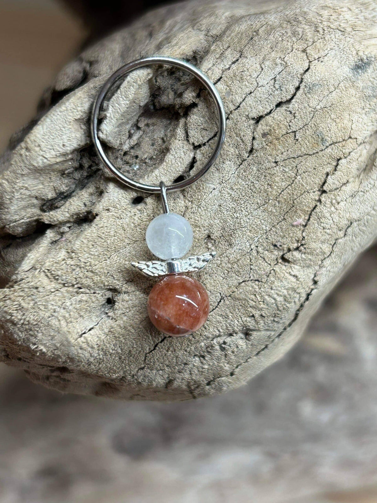 Porte-clés Ange Soly | Cristal de Roche &amp; Lumière | Fait main