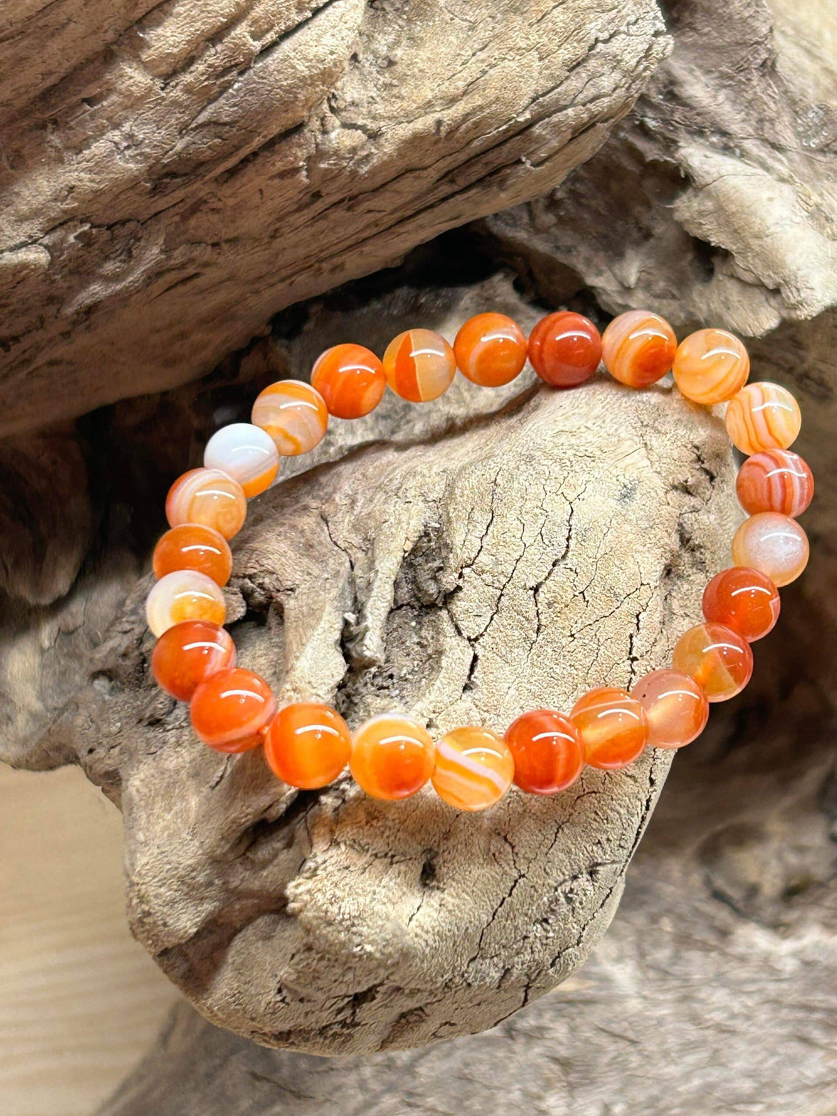 Bracelet en Cornaline 8mm – Énergie, Vitalité et Confiance en Soi